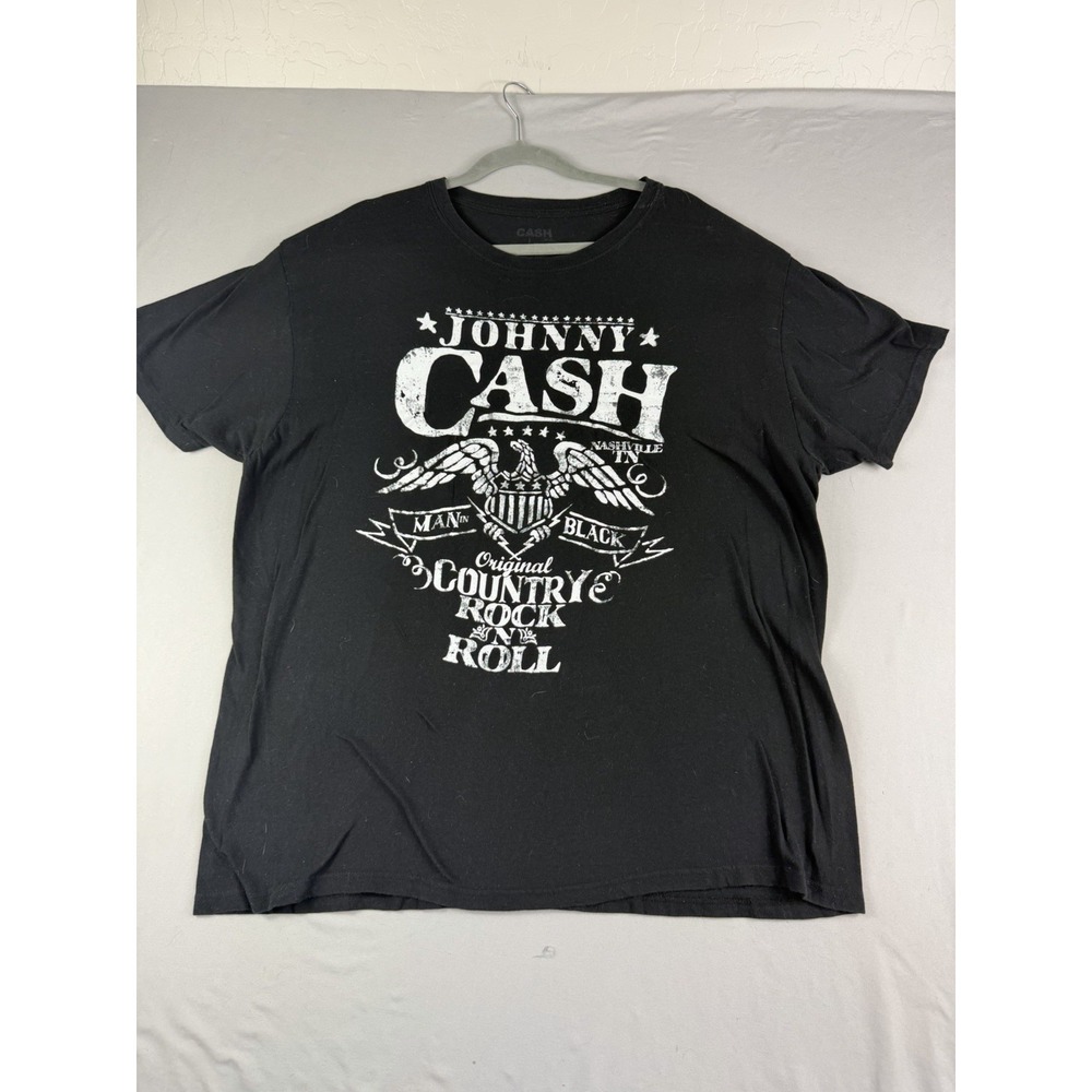 Johnny Cash rock n roll black graphic ss tee, men's 2xl t-shirt